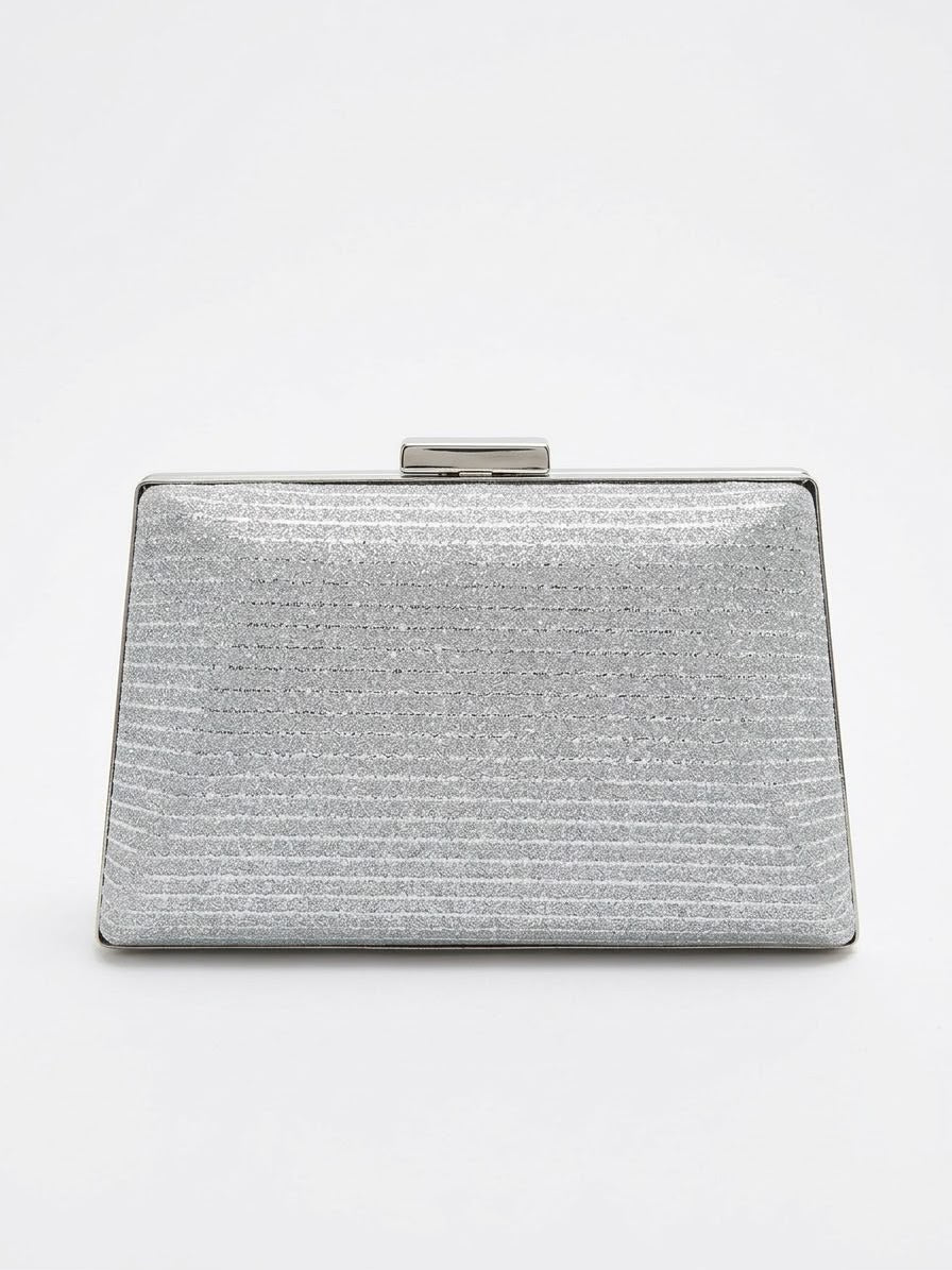 Trapezium Glitter Framed Clutch