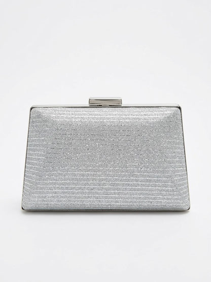 Trapezium Glitter Framed Clutch