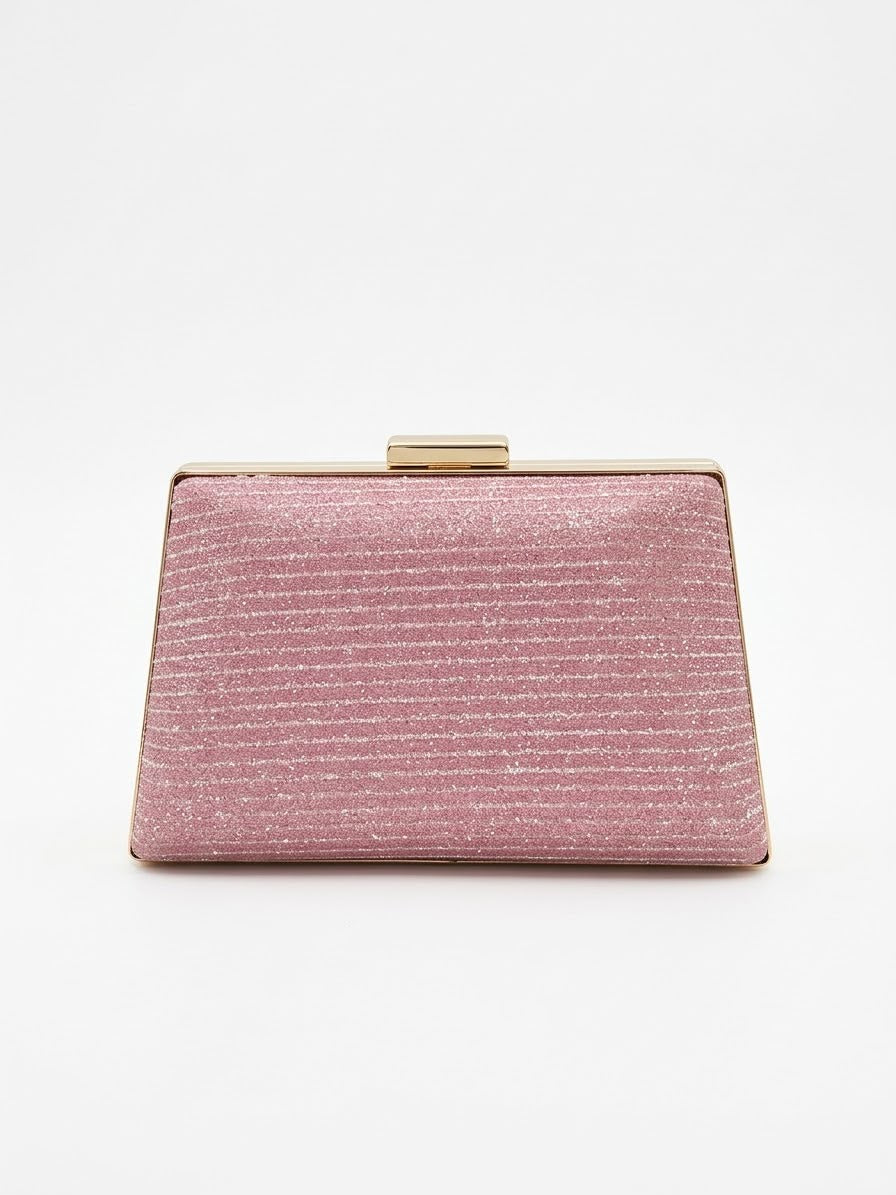 Trapezium Glitter Framed Clutch