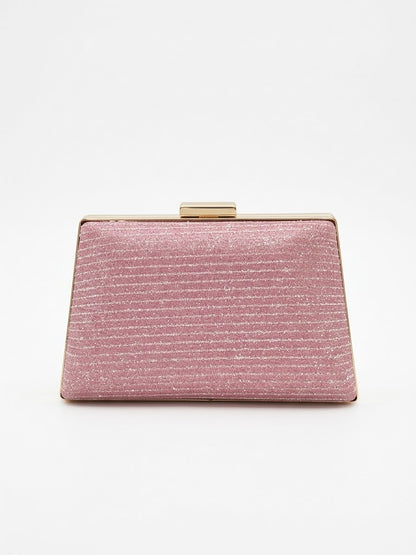 Trapezium Glitter Framed Clutch