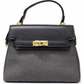 White Woven Lock Top Handle Handbag