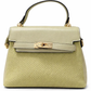 White Woven Lock Top Handle Handbag