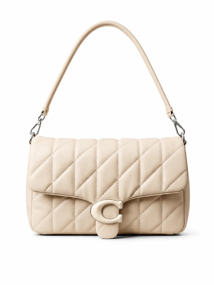 Blush Pink Quilted Shoulder Bag with C-Lock