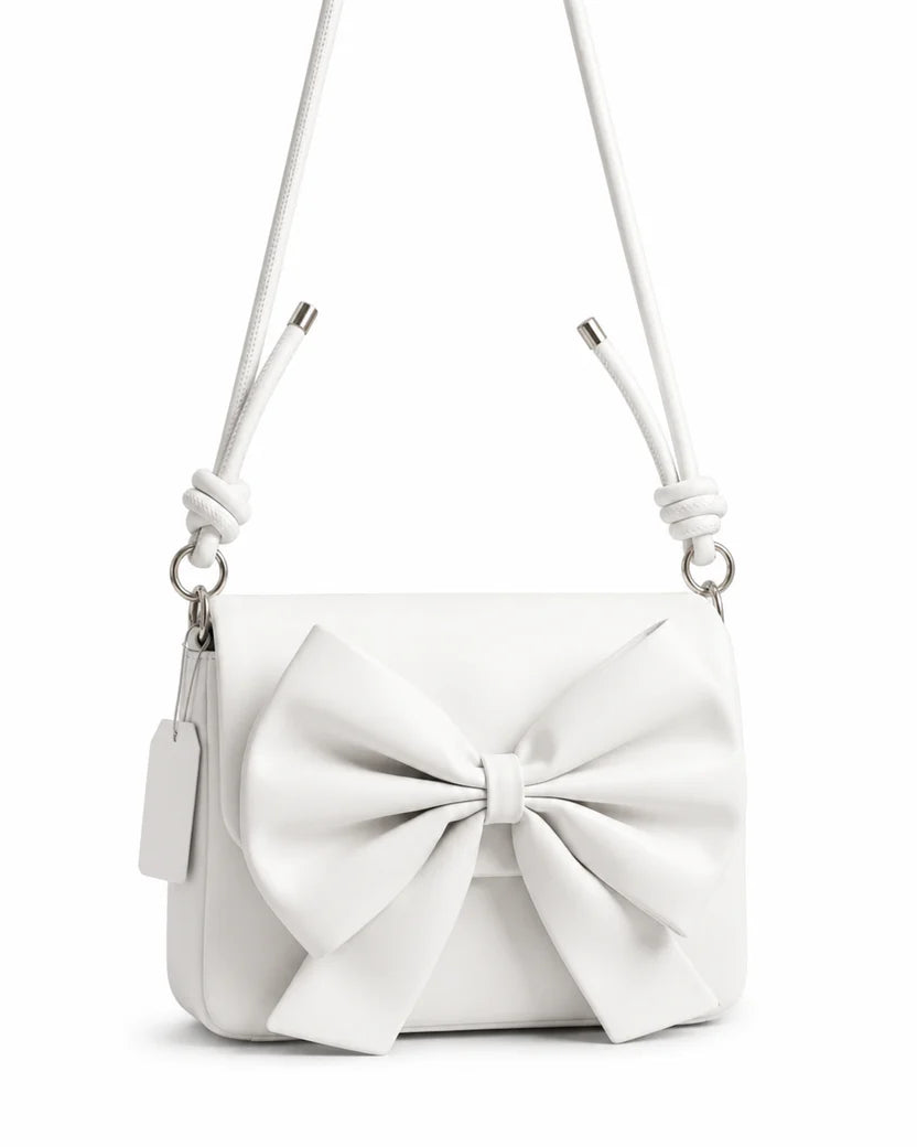 Cream Bow Shoulder Bag