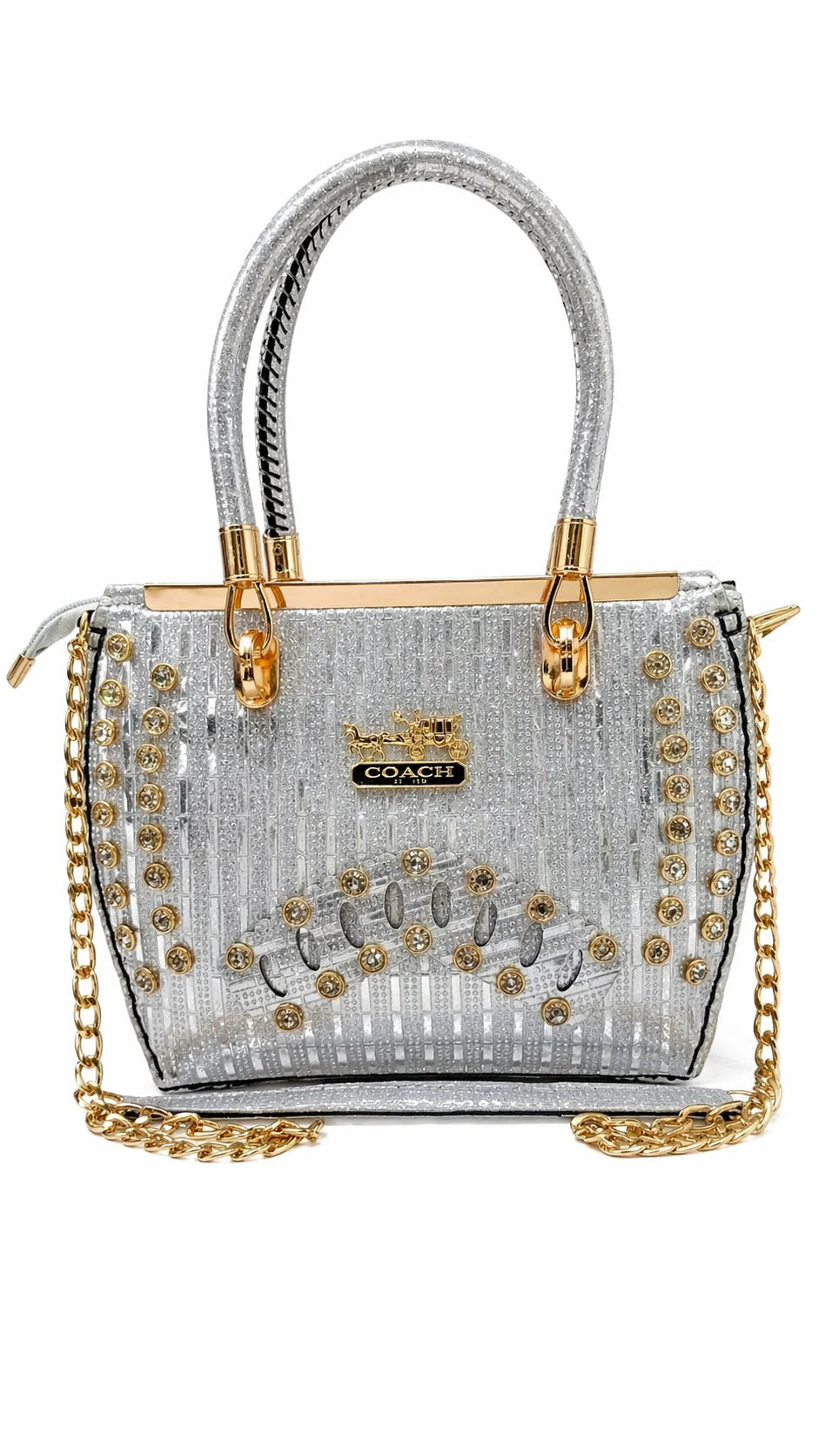 Blush Pink Rhinestone Top Handle Handbag