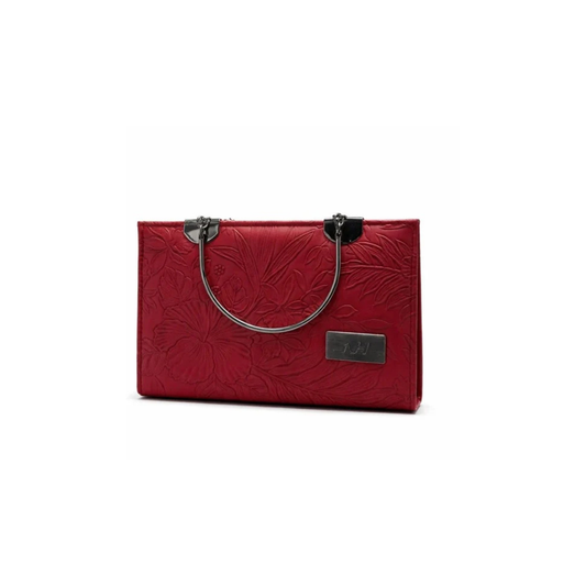Floral Embossed Top Handle Handbag