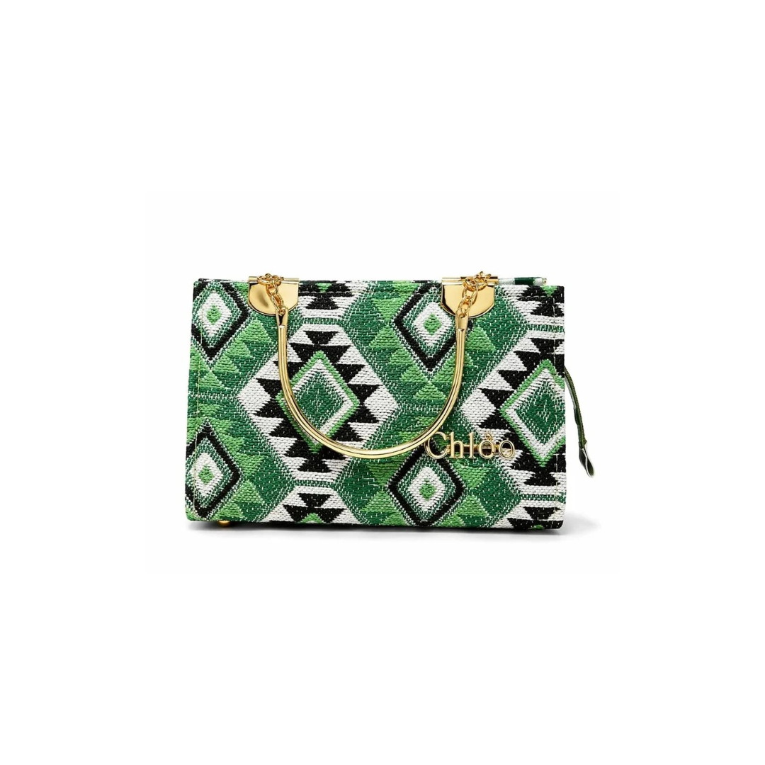 Emerald Geometric Top Handle Handbag