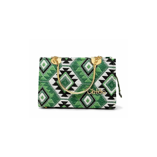 Emerald Geometric Top Handle Handbag