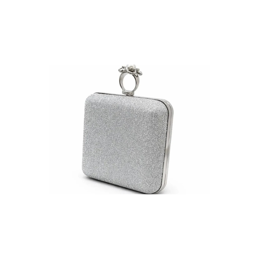 Champagne Pearl Ring Clasp Evening Clutch
