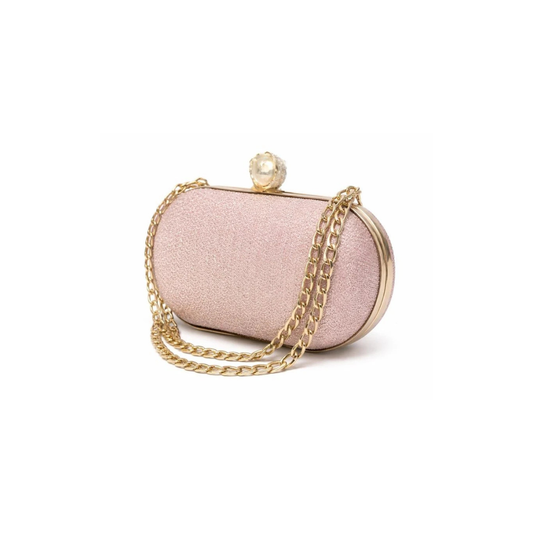Champagne Pearl Chain Clutch