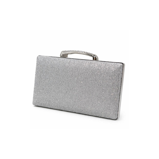 Champagne Glitter Top Handle Evening Clutch