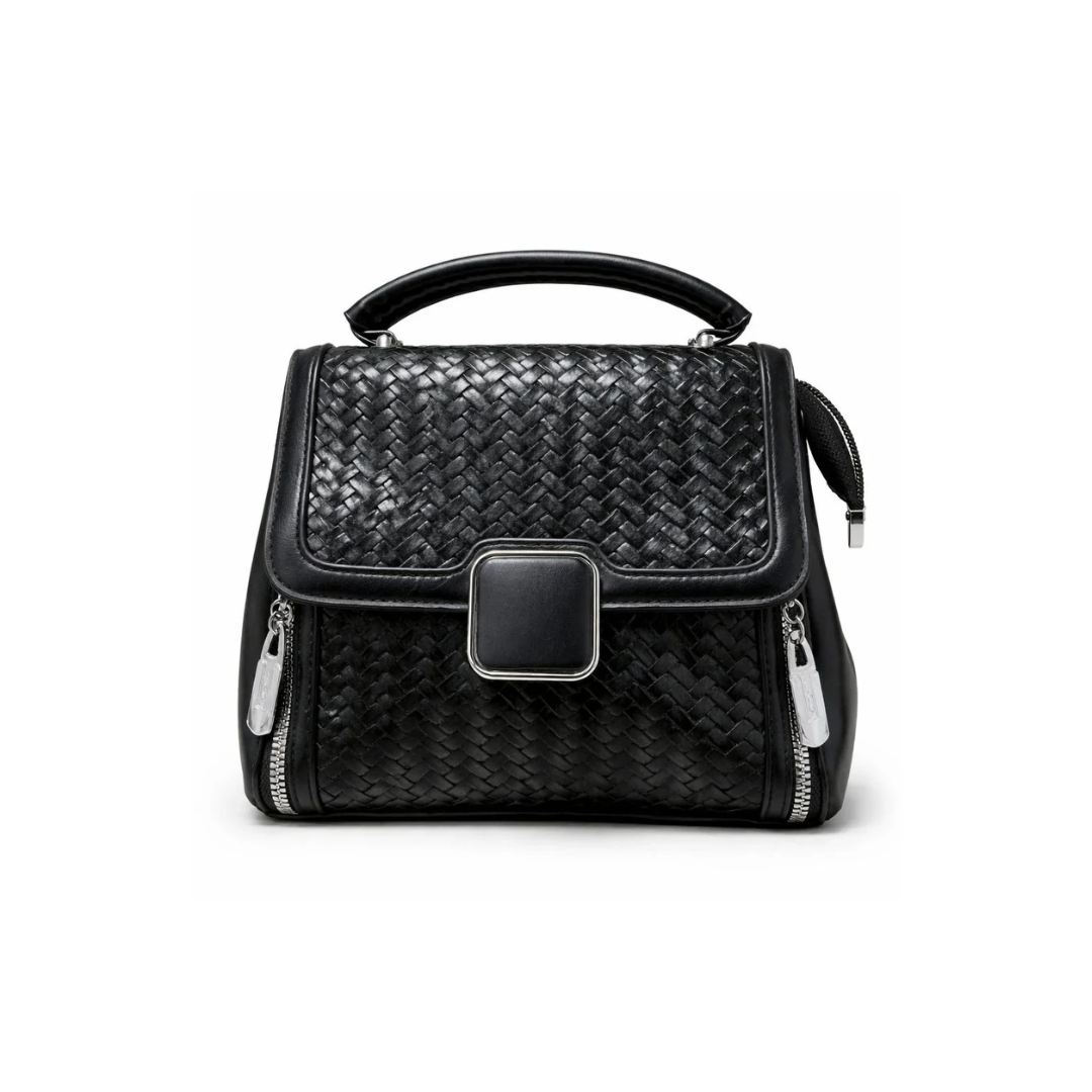 Braided Square Clasp Top Handle Handbag
