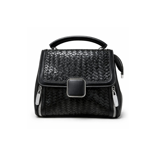 Braided Square Clasp Top Handle Handbag