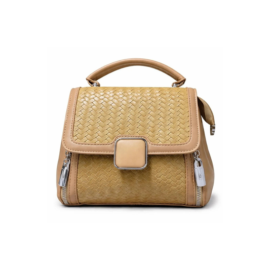 Braided Square Clasp Top Handle Handbag
