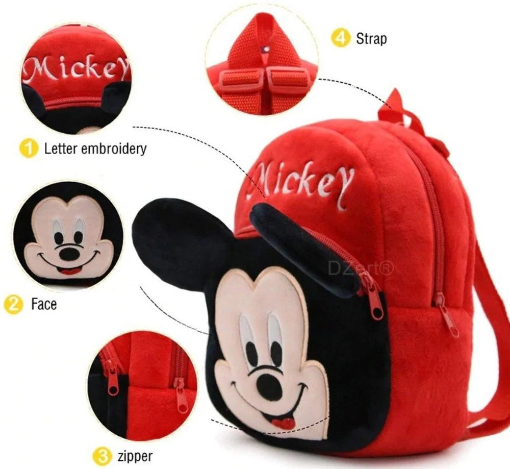 Kids Red Cartoon Mouse Plush Backpack