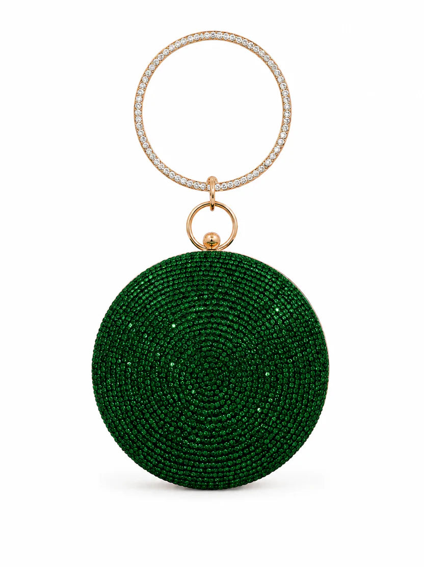 Silver Round Crystal Ring Clutch