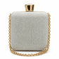 Silver Rhinestone Clasp Chain Evening Clutch