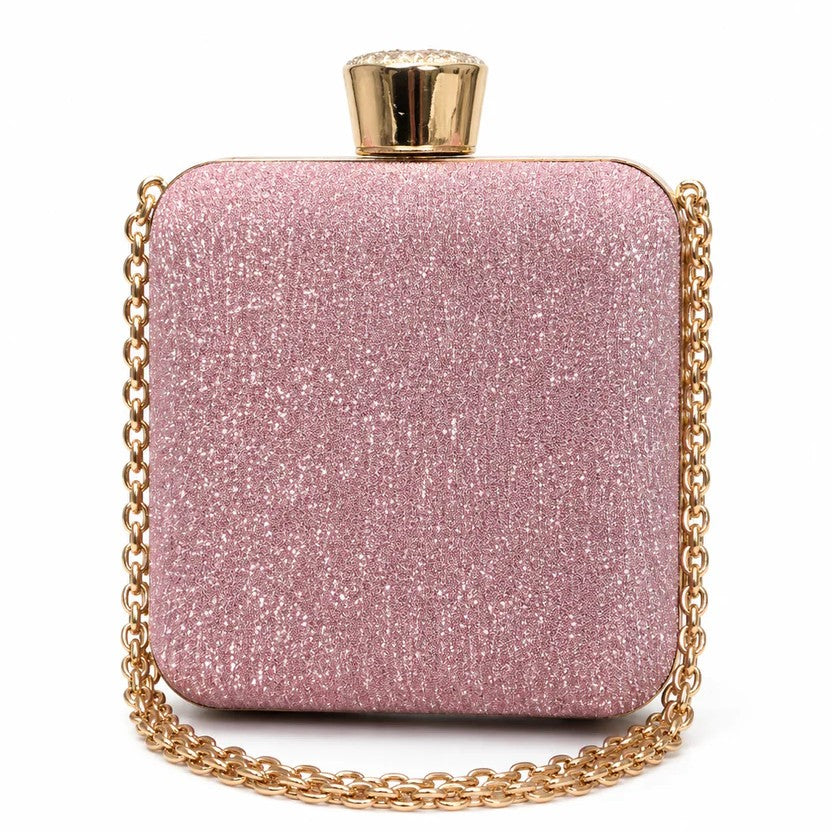 Rhinestone Clasp Chain Evening Clutch