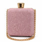 Silver Rhinestone Clasp Chain Evening Clutch