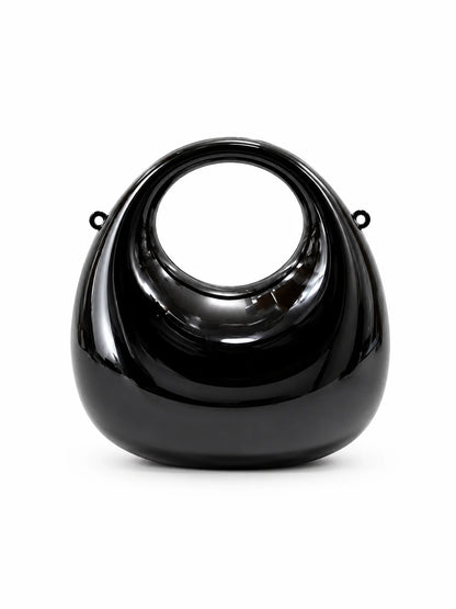 Black Smooth Loop Handle Evening Clutch