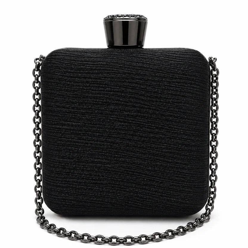 Rhinestone Clasp Chain Evening Clutch