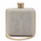 Silver Rhinestone Clasp Chain Evening Clutch