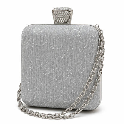 Rhinestone Clasp Chain Evening Clutch