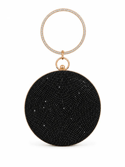 Silver Round Crystal Ring Clutch